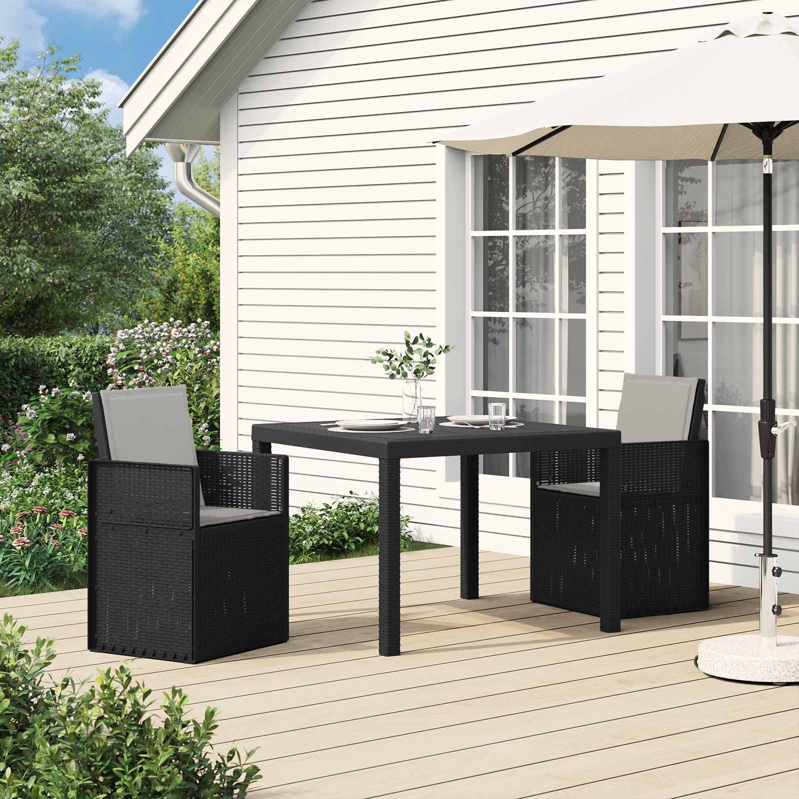 Garten Esszimmerstühle 2 pcs Anthrazit und Hellgrau PP
