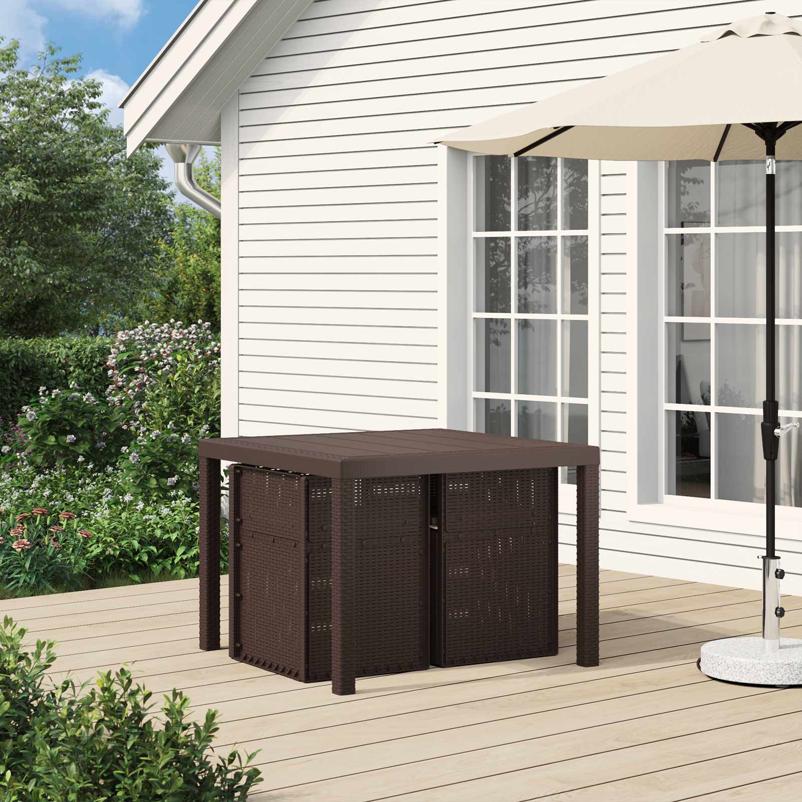 Garten Esszimmerstühle 2 pcs Braun und Creme PP