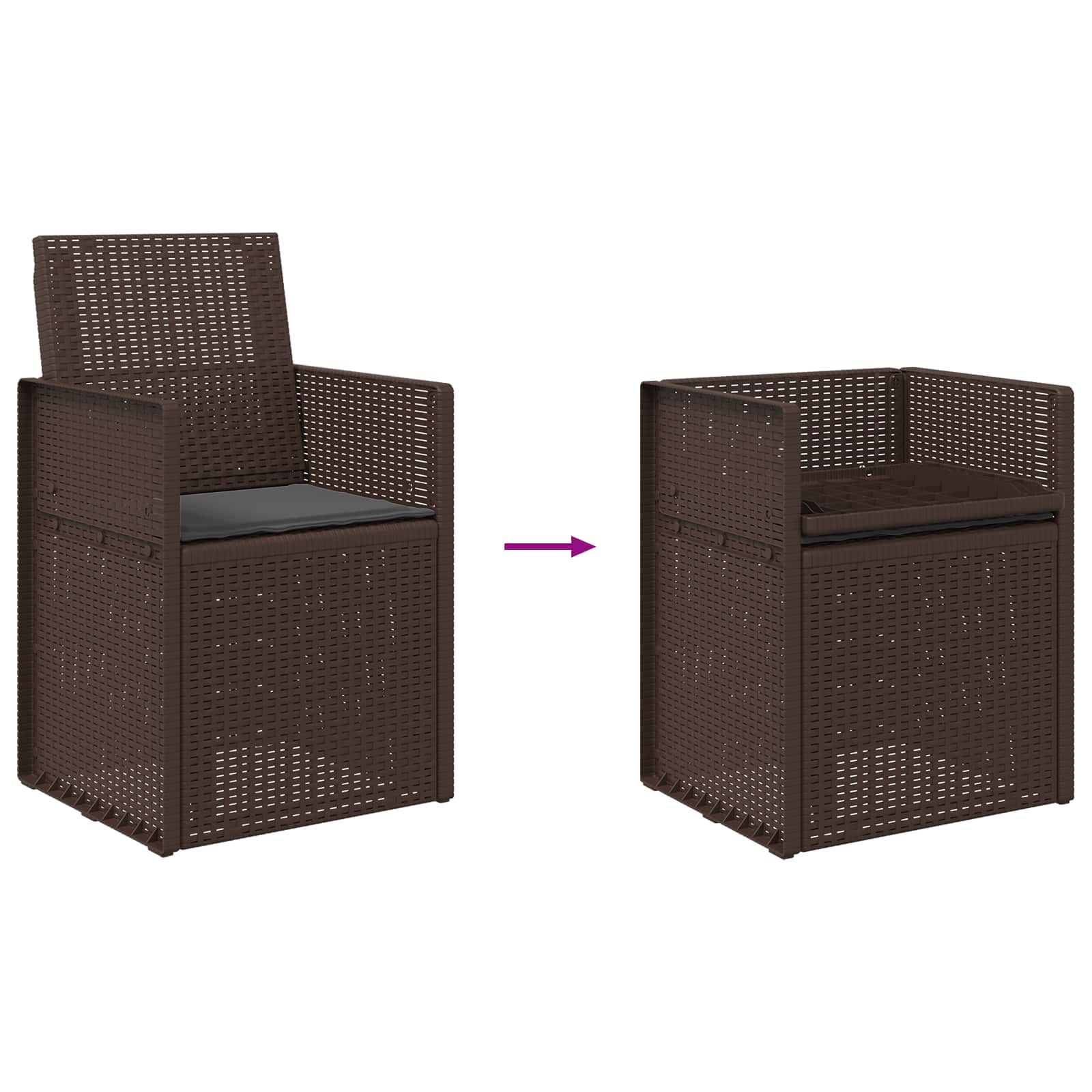 Garten Esszimmerstühle 2 pcs Braun und Anthrazit PP