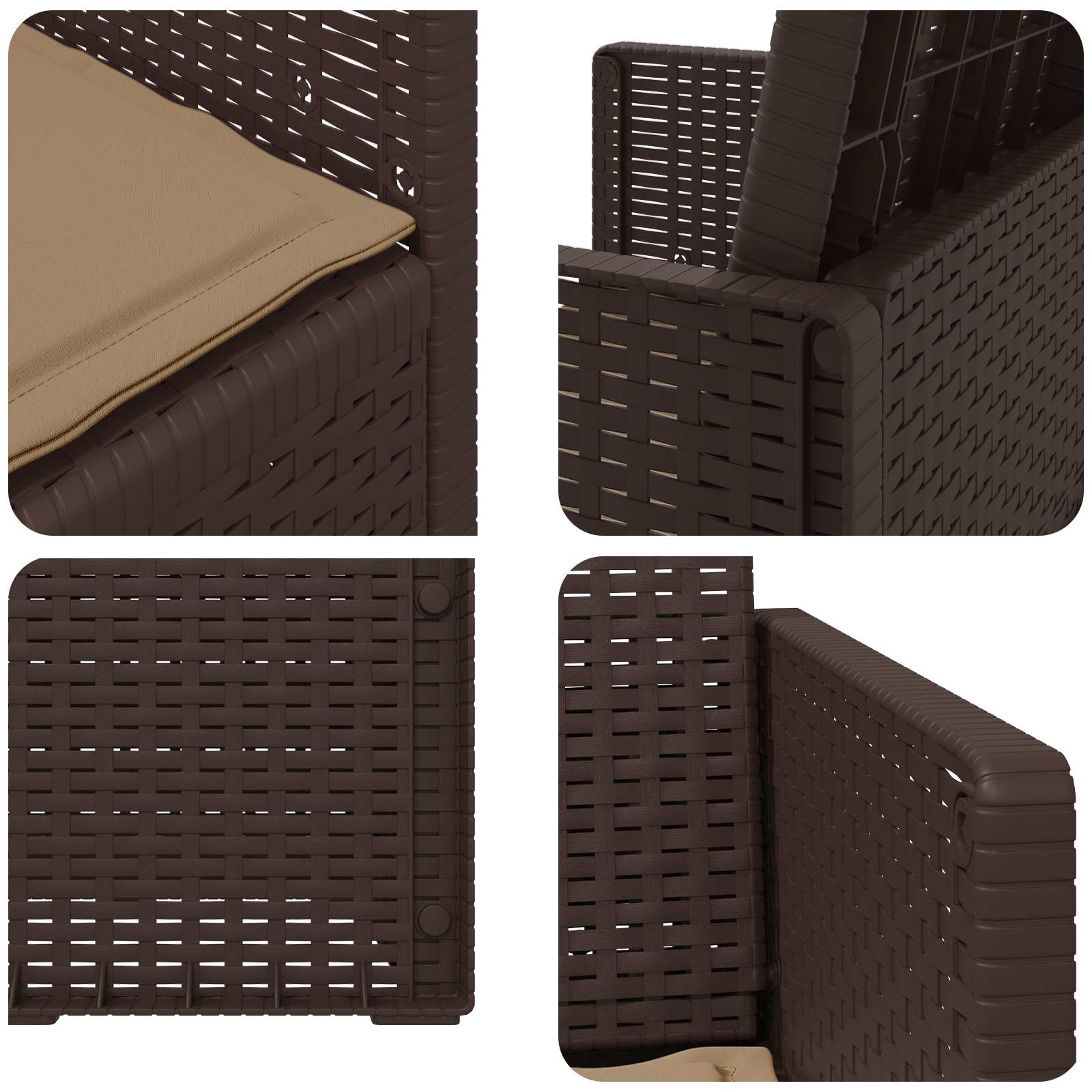 Garten Esszimmerstühle 2 pcs Braun und Taupe PP