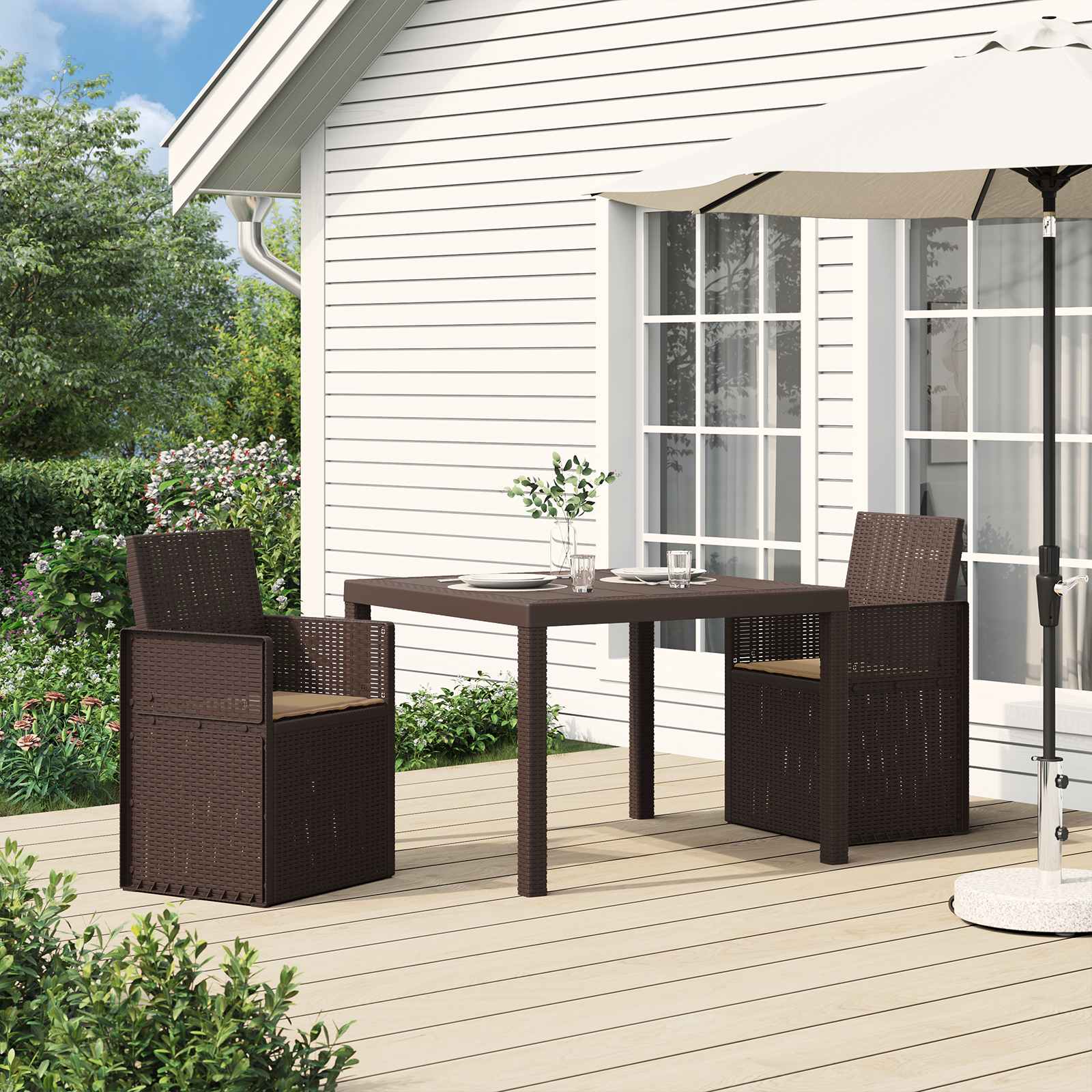 Garten Esszimmerstühle 2 pcs Braun und Taupe PP