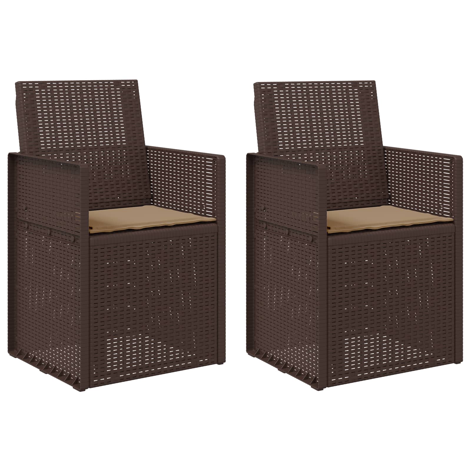 Garten Esszimmerstühle 2 pcs Braun und Taupe PP