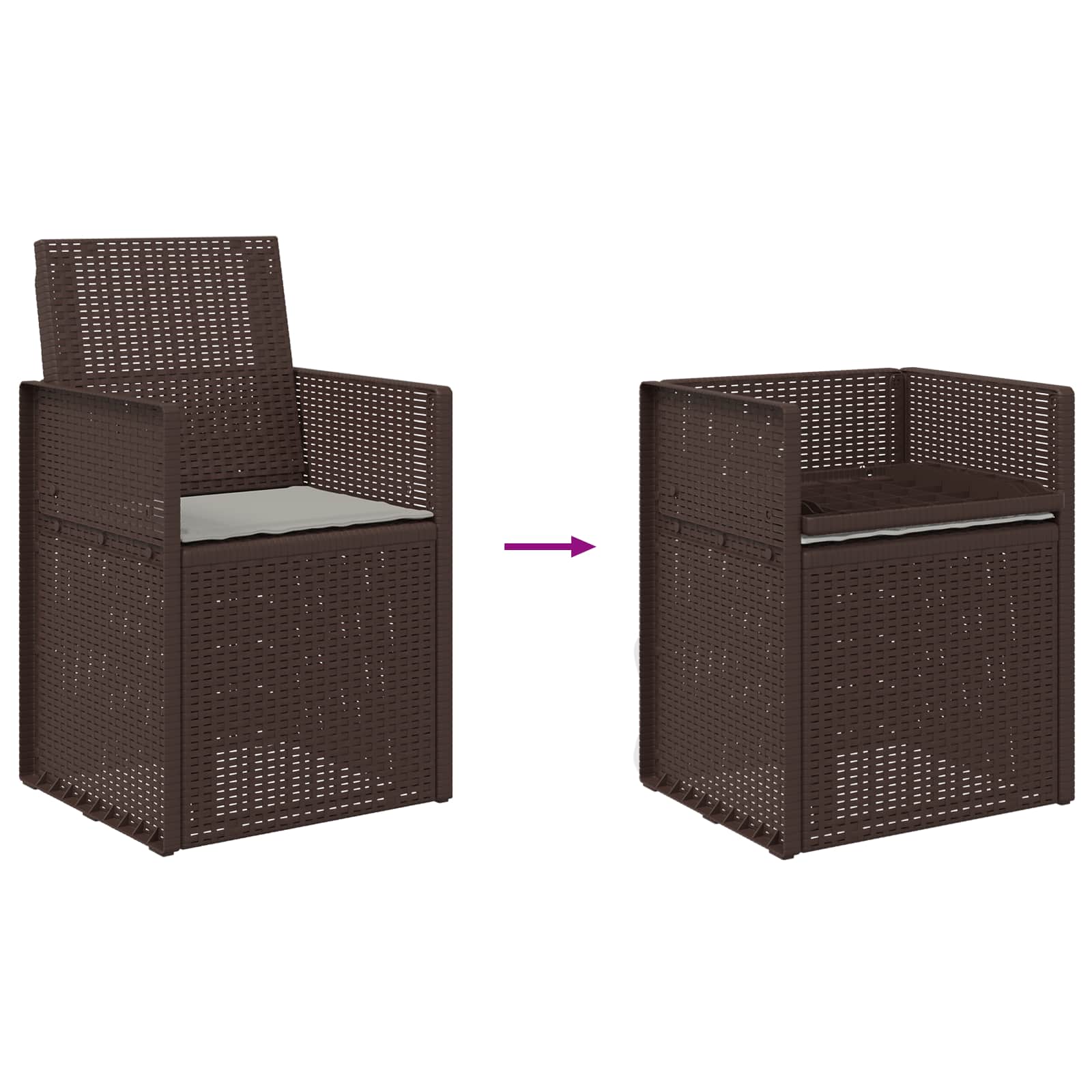 Garten Esszimmerstühle 2 pcs Braun und Hellgrau PP