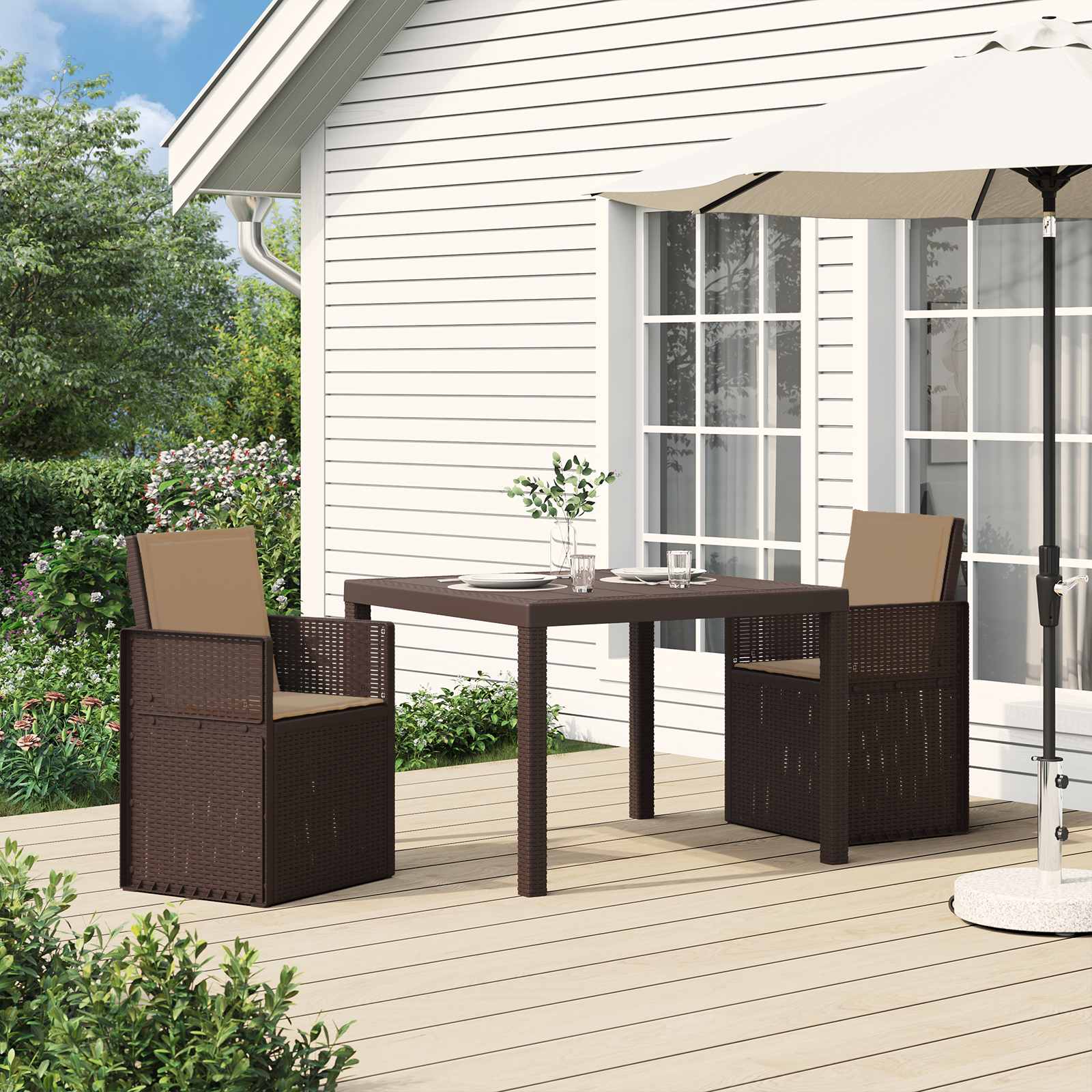 Garten Esszimmerstühle 2 pcs Braun und Taupe PP