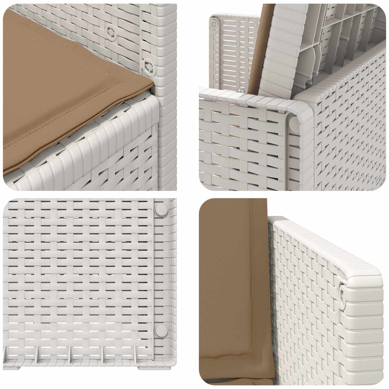 Garten Esszimmerstühle 2 pcs Weiß und Taupe PP