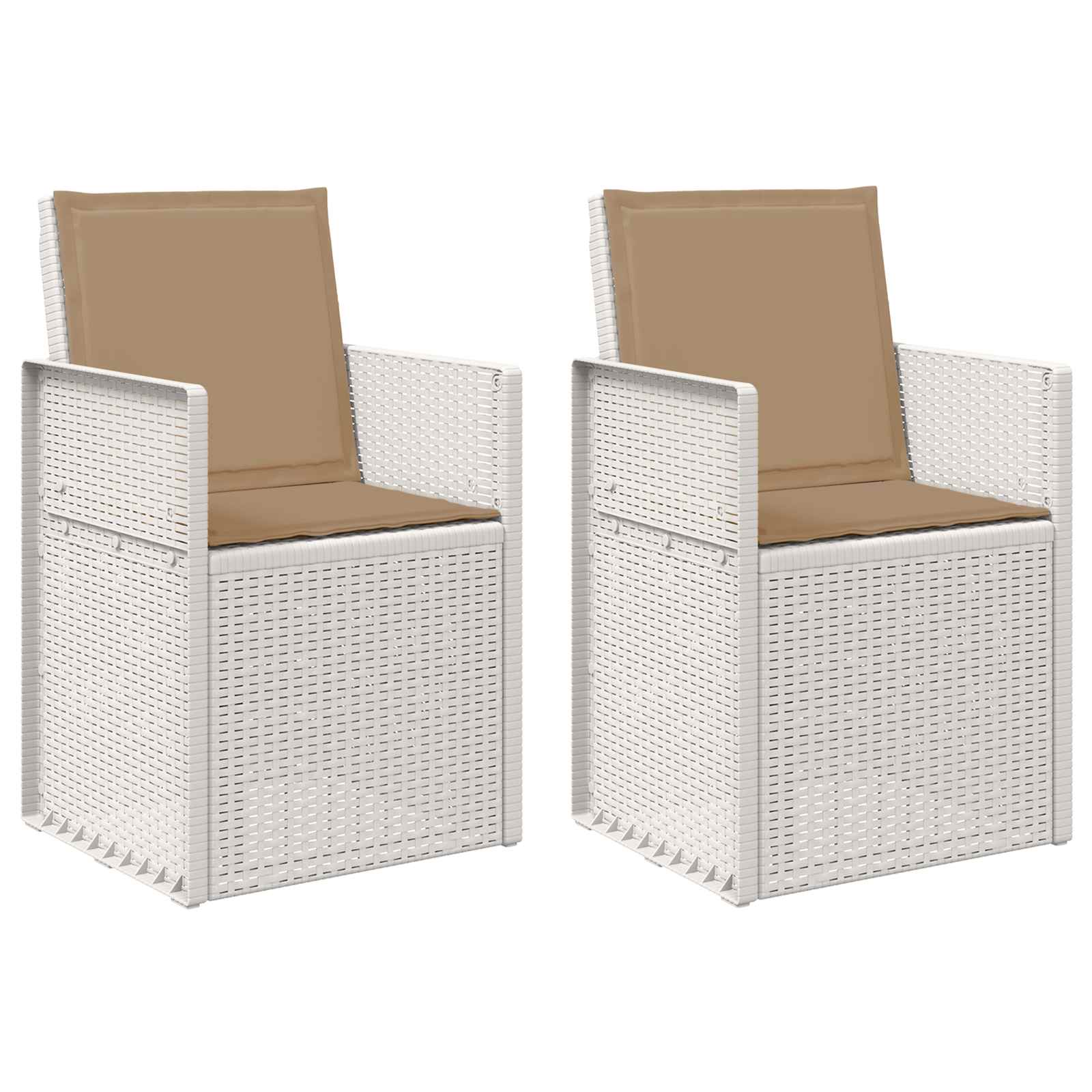 Garten Esszimmerstühle 2 pcs Weiß und Taupe PP