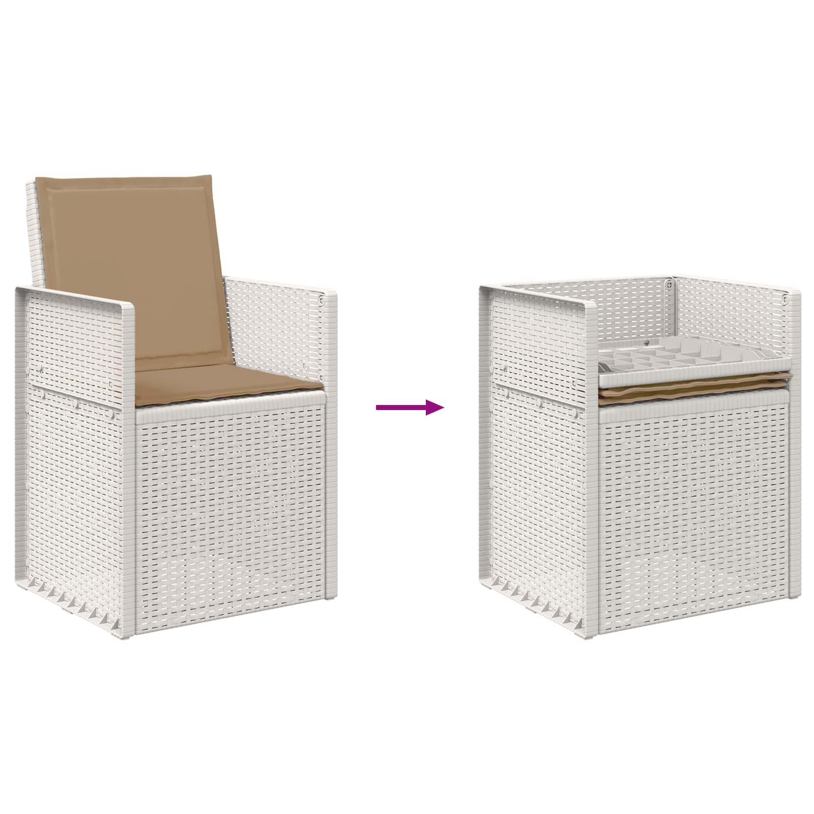 Garten Esszimmerstühle 2 pcs Weiß und Taupe PP