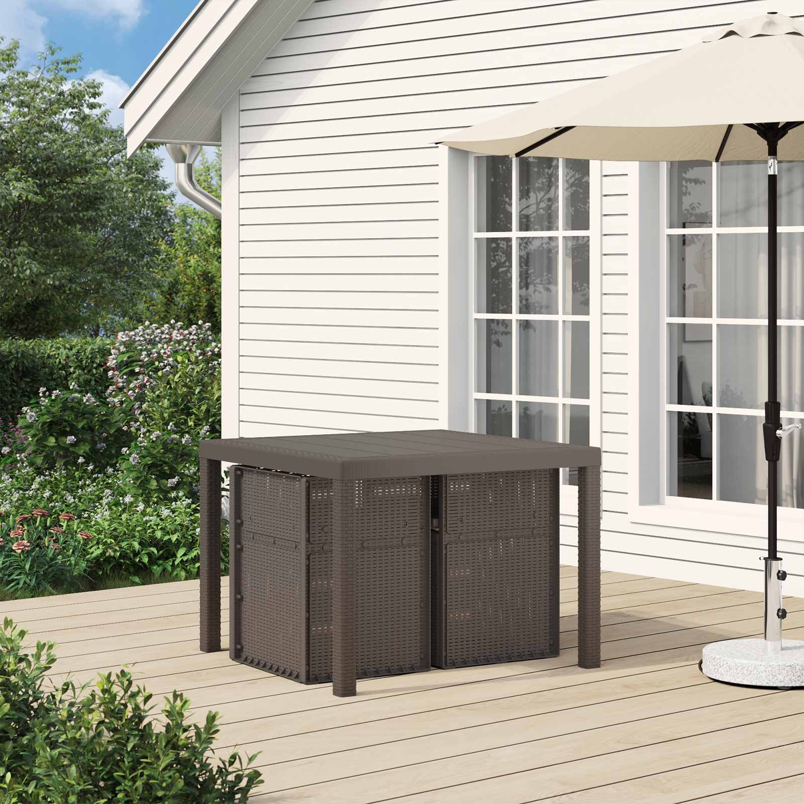 Garten Esszimmerstühle 2 pcs Hellgrau und Taupe PP