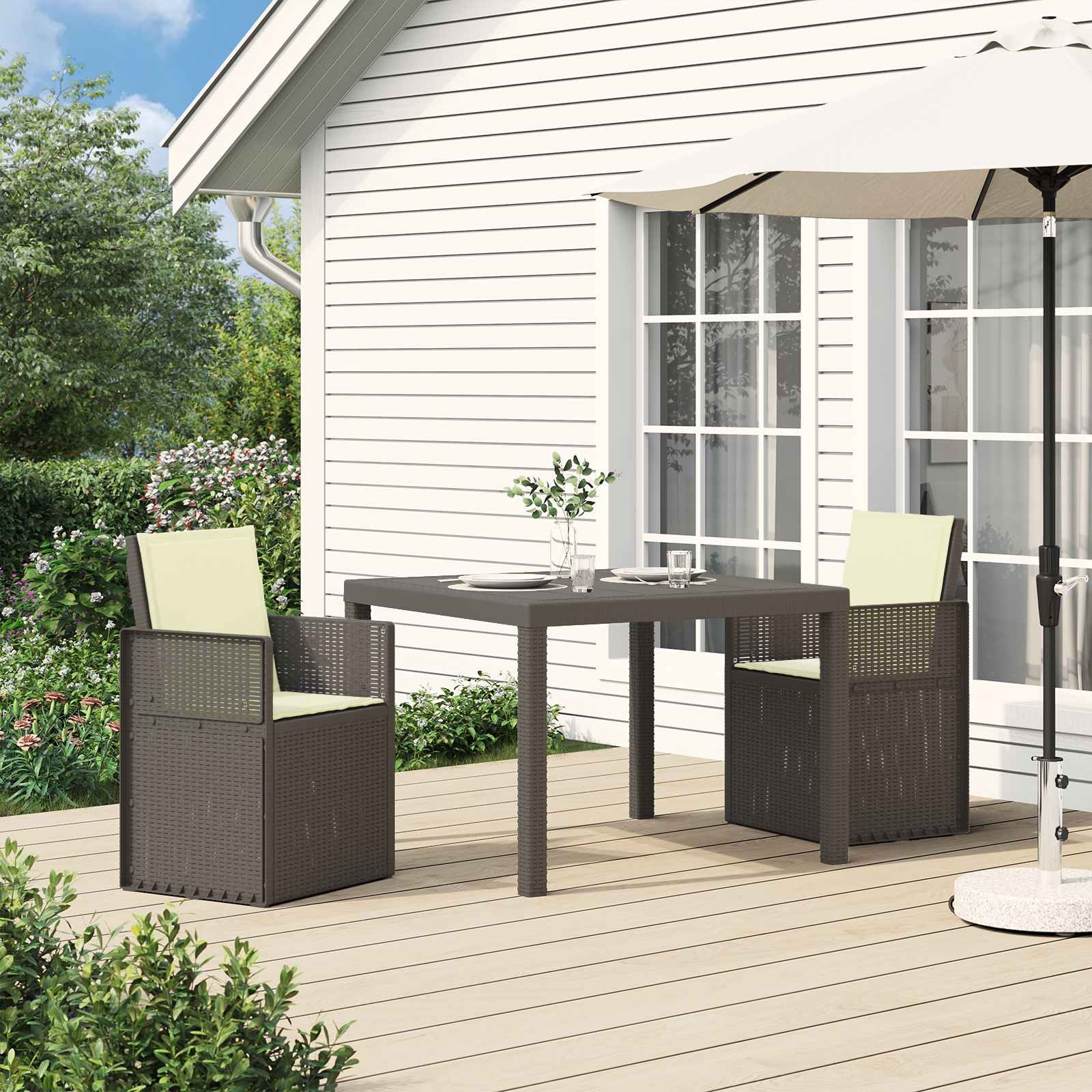 Garten Esszimmerstühle 2 pcs Hellgrau und Creme PP