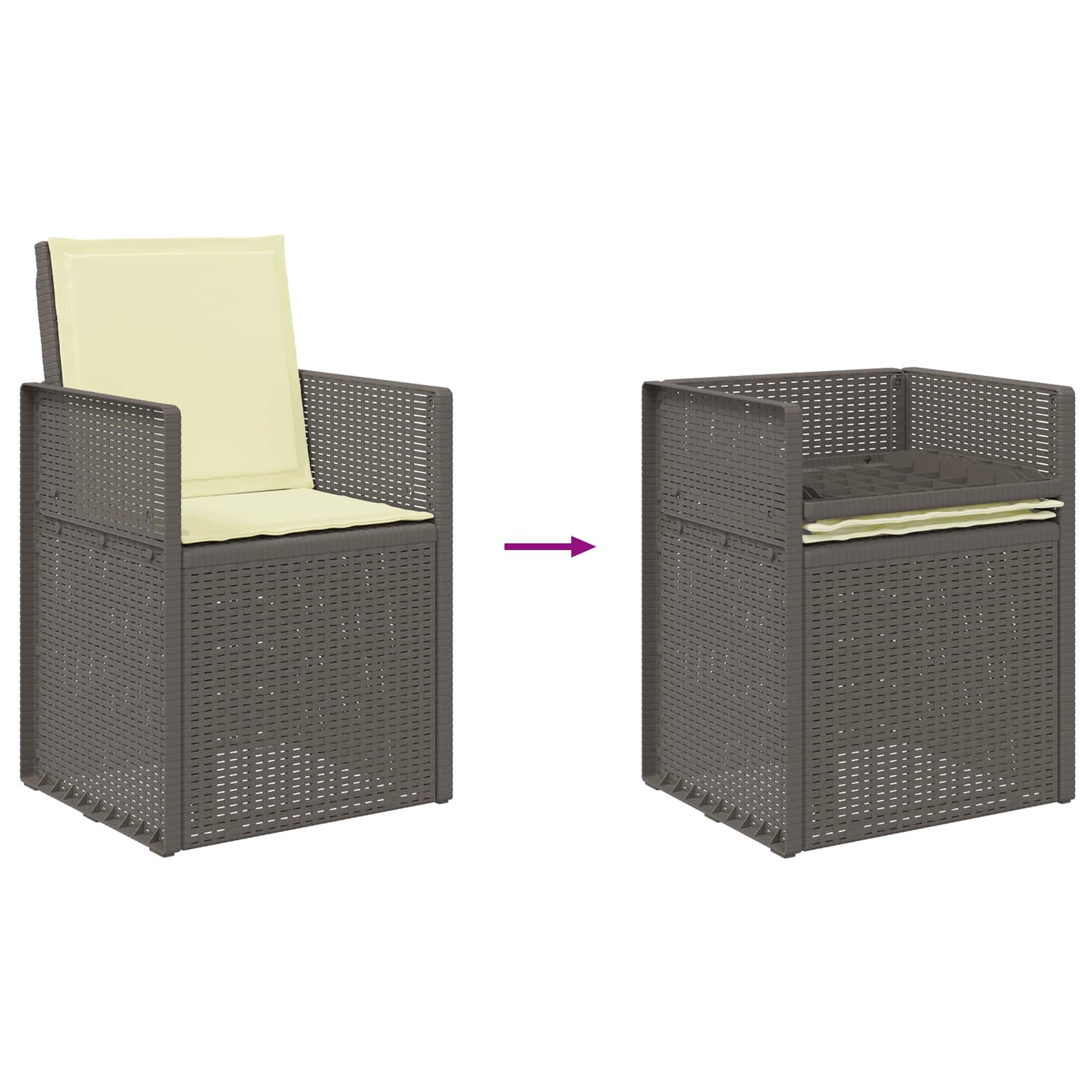 Garten Esszimmerstühle 2 pcs Hellgrau und Creme PP