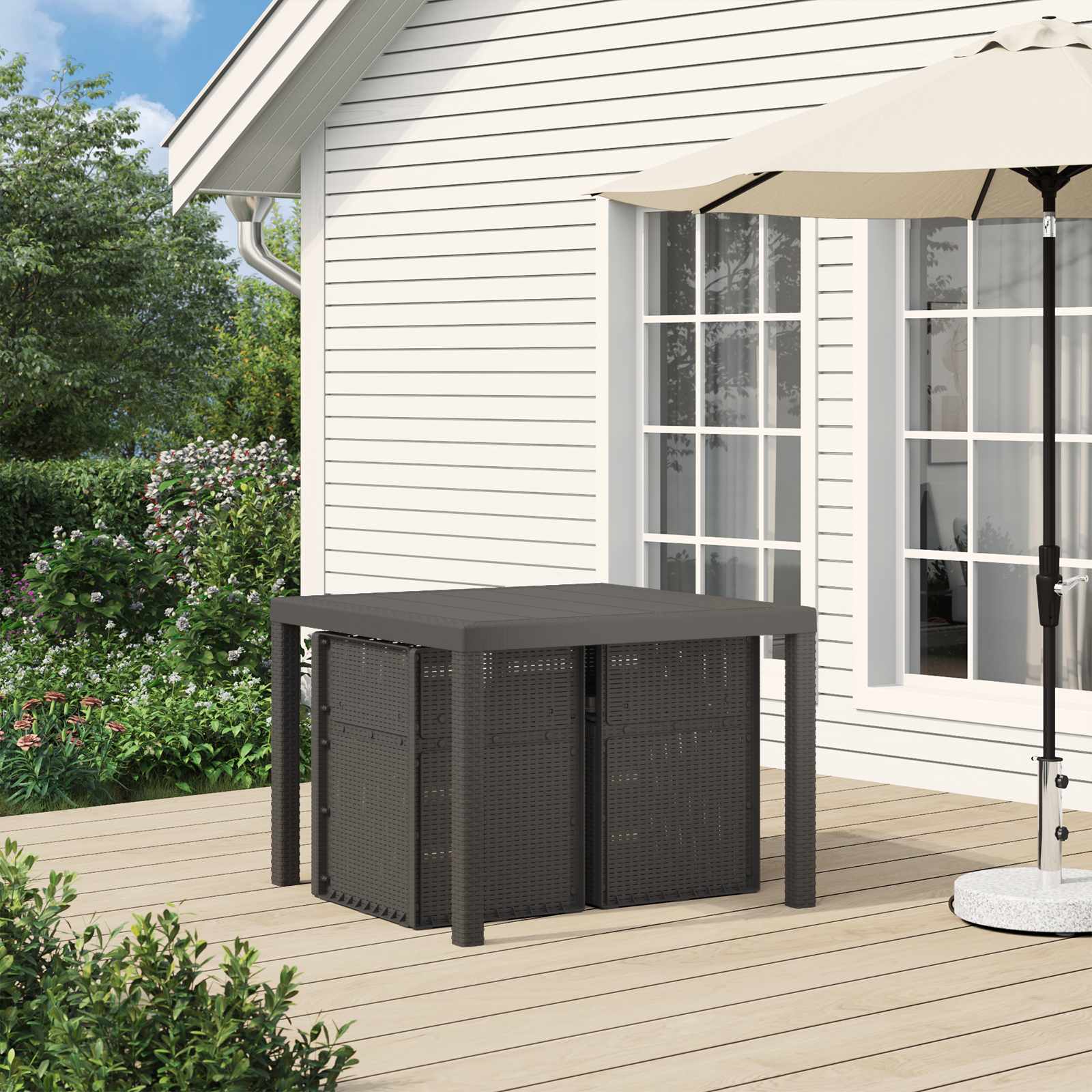 Garten Esszimmerstühle 2 pcs Hellgrau und Anthrazit PP