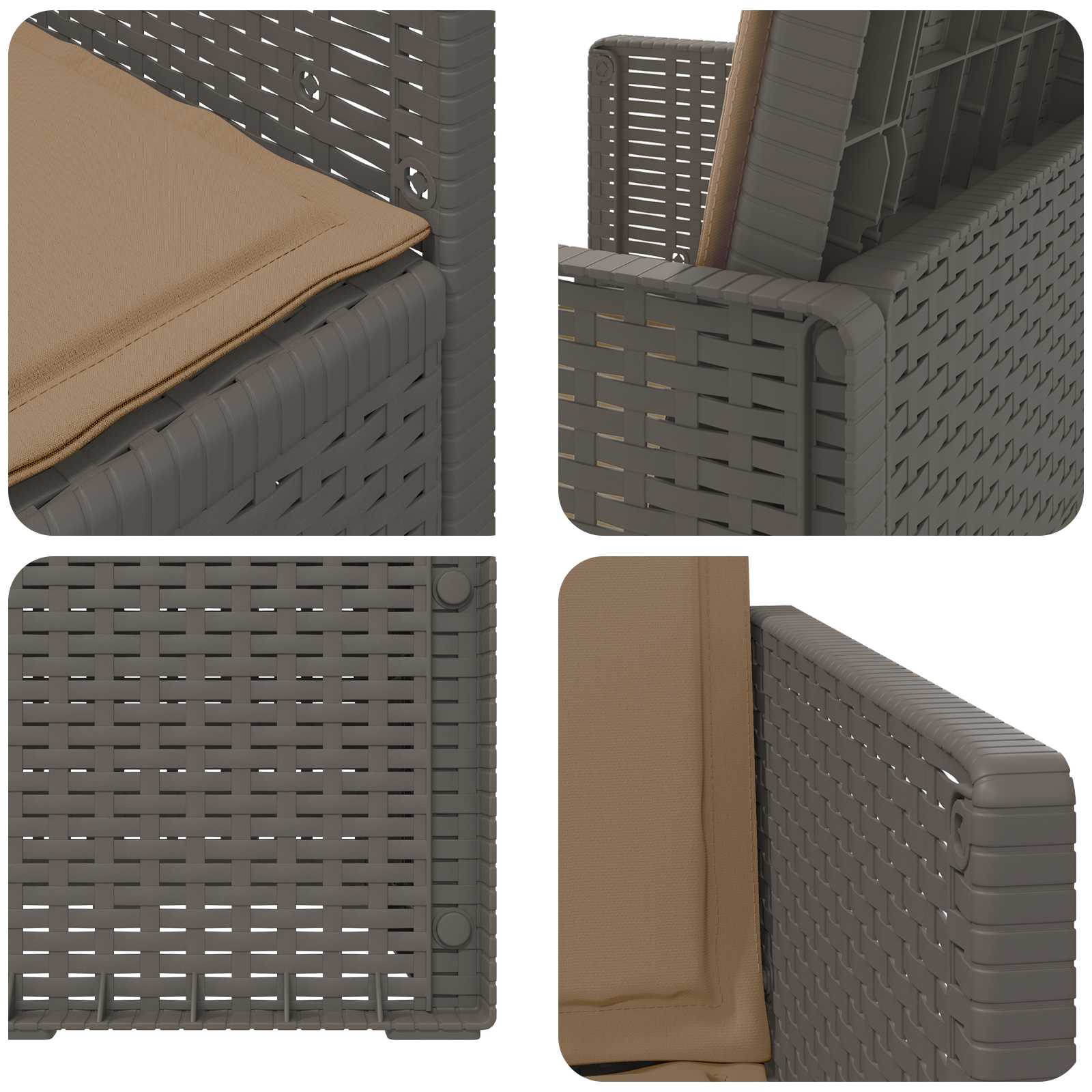Garten Esszimmerstühle 2 pcs Hellgrau und Taupe PP