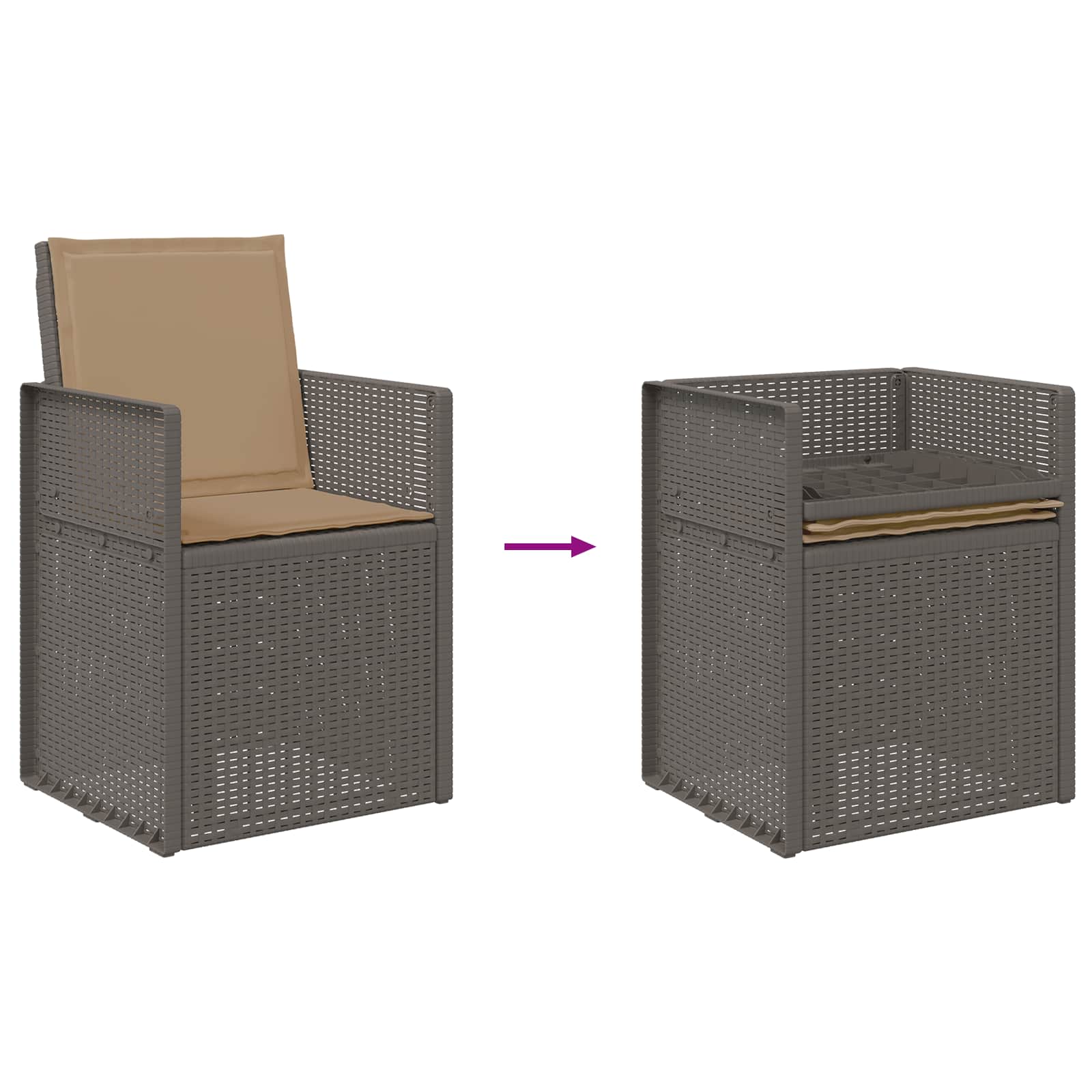 Garten Esszimmerstühle 2 pcs Hellgrau und Taupe PP