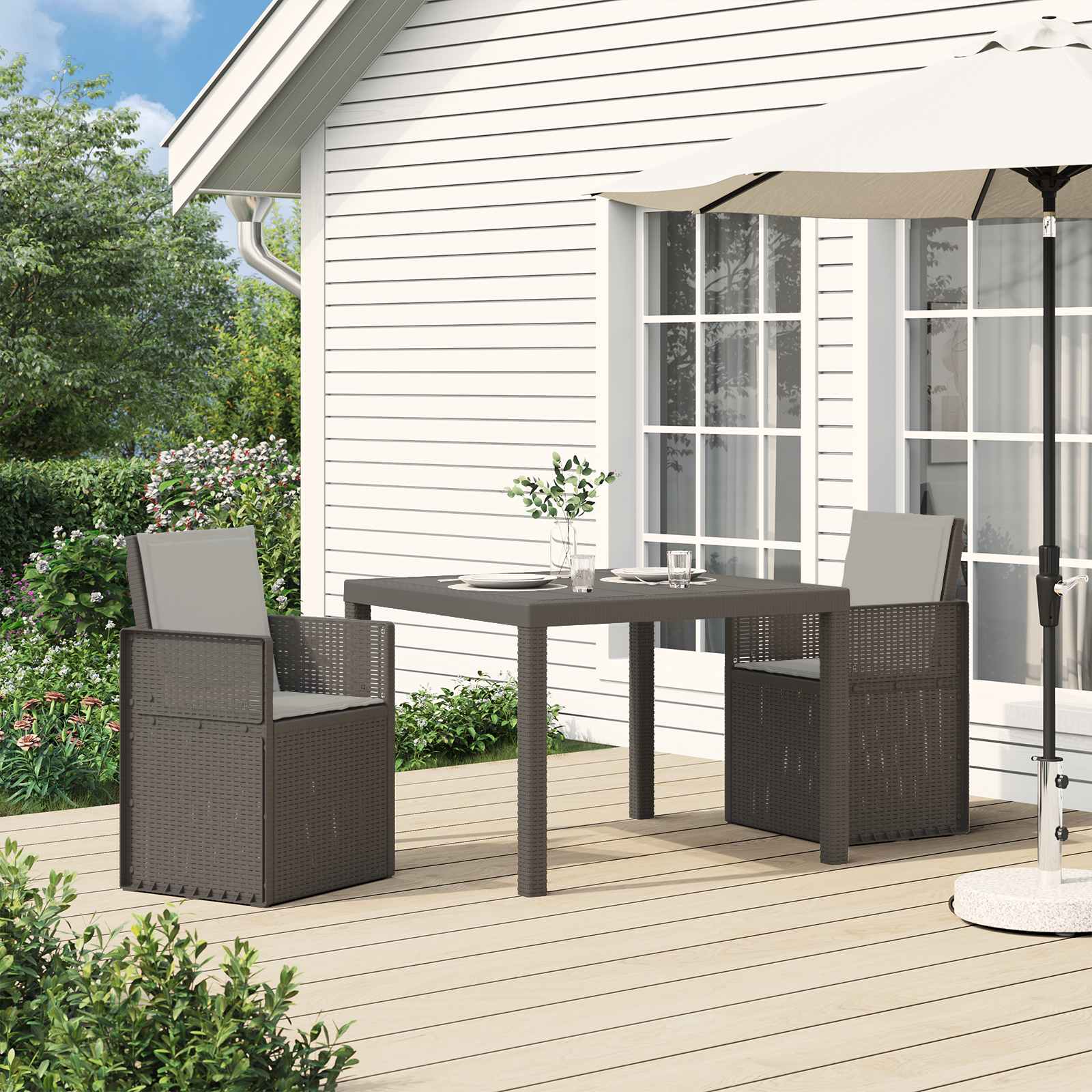 Garten Esszimmerstühle 2 pcs Hellgrau PP