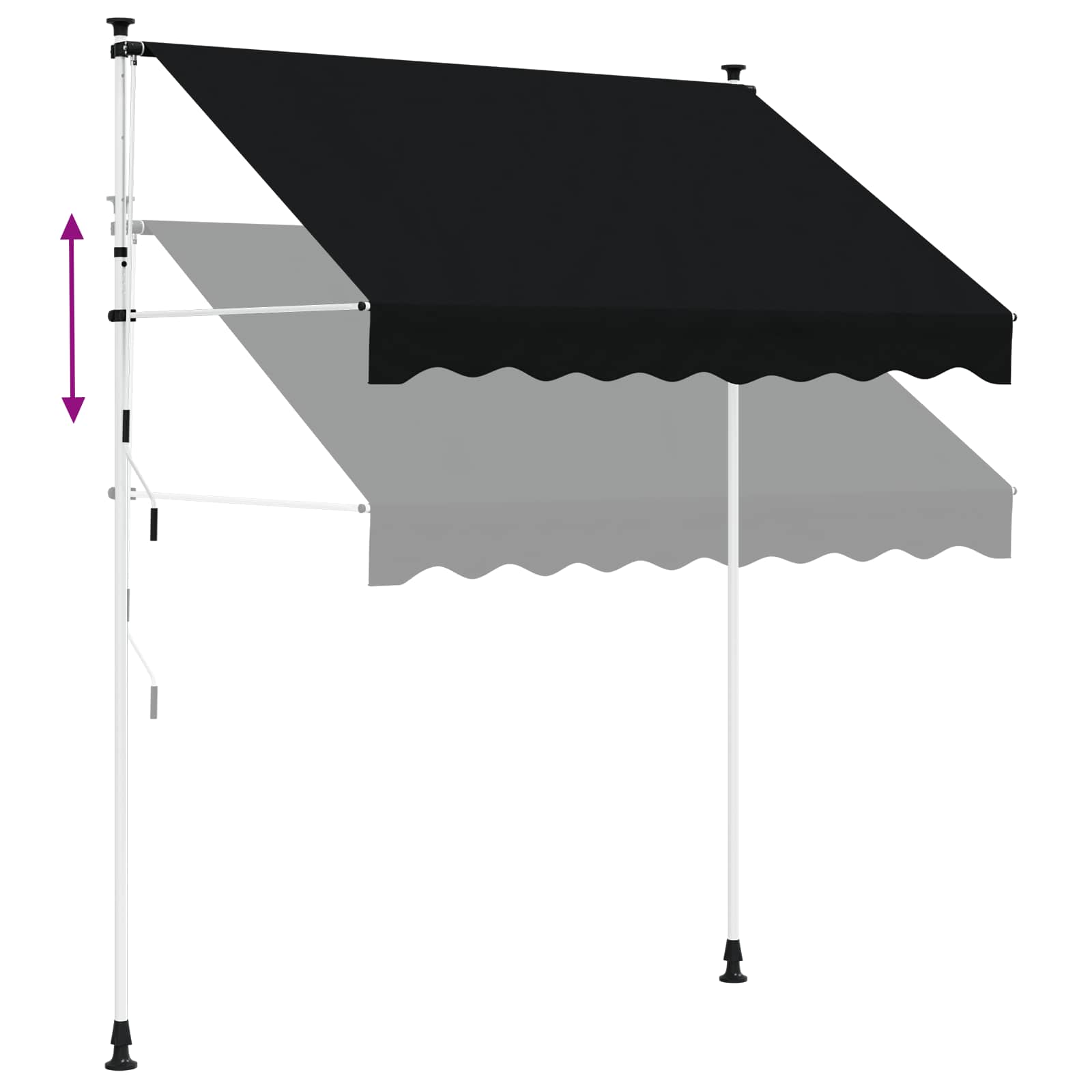 Manuell einziehbare Markise Schwarz 200 cm