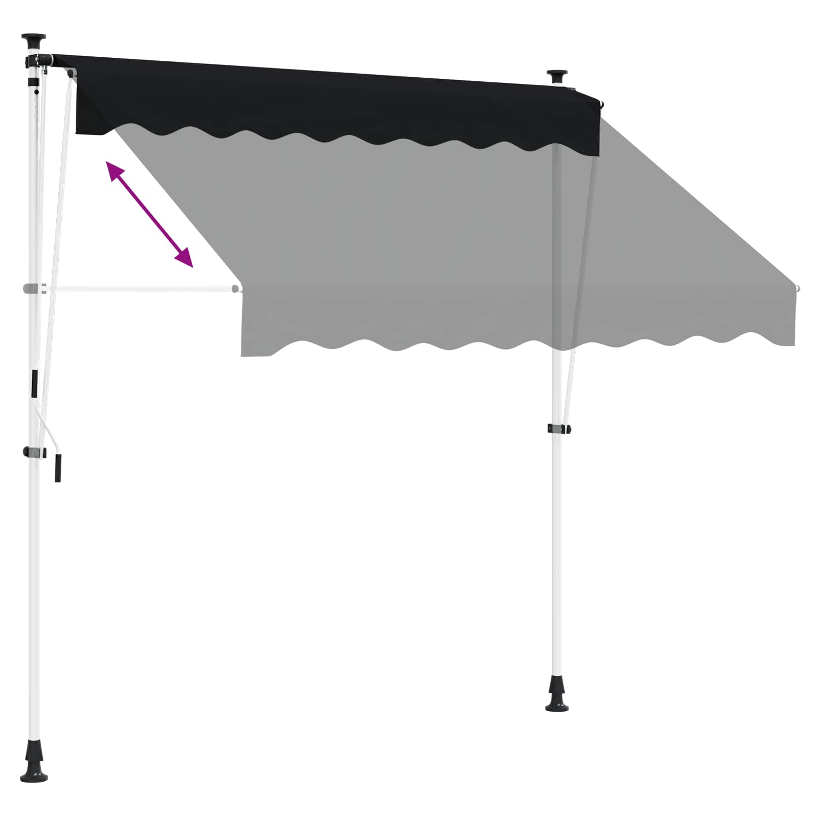 Manuell einziehbare Markise Schwarz 250 cm