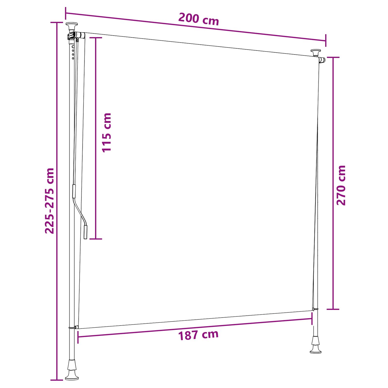 Outdoor Rollo Hellgrau 200 x 270 cm