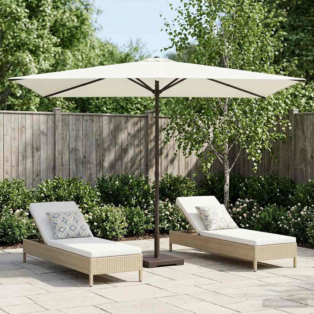 Garten-Sonnenschirm 200 x 300 cm Polyester Rechtwinklig Creme