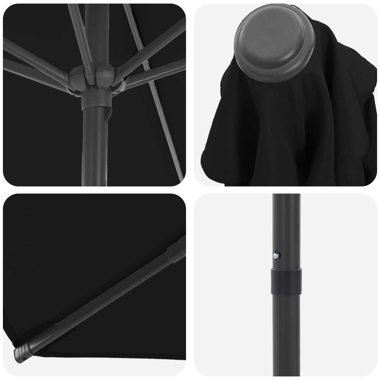 Garten-Sonnenschirm 230 x 230 cm Polyester Rechtwinklig Schwarz