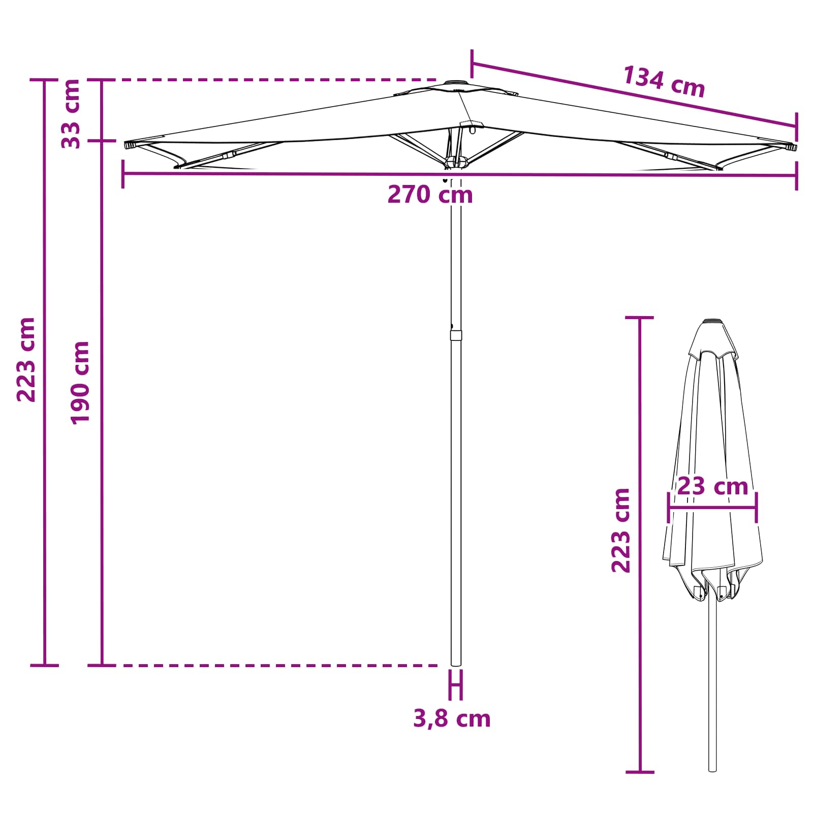 Garten-Sonnenschirm 270 x 270 cm Polyester Rechtwinklig Taupe