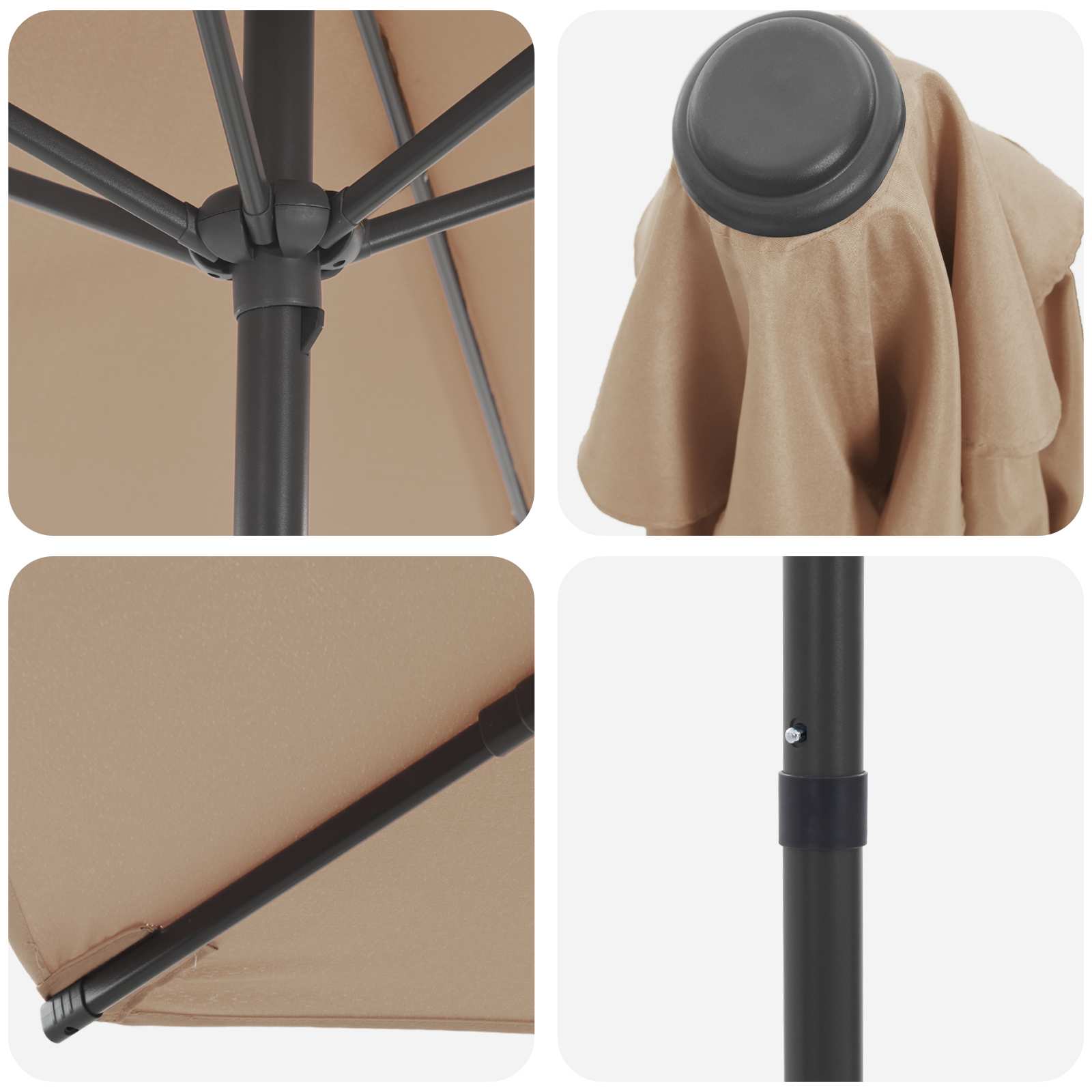 Garten-Sonnenschirm 300 x 300 cm Polyester Rechtwinklig Taupe