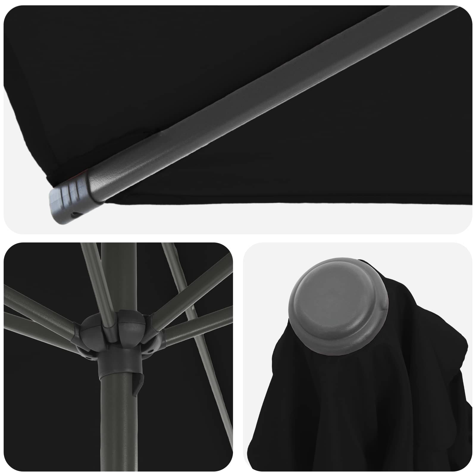 Garten-Sonnenschirm 200 x 300 cm Polyester Rechtwinklig Schwarz