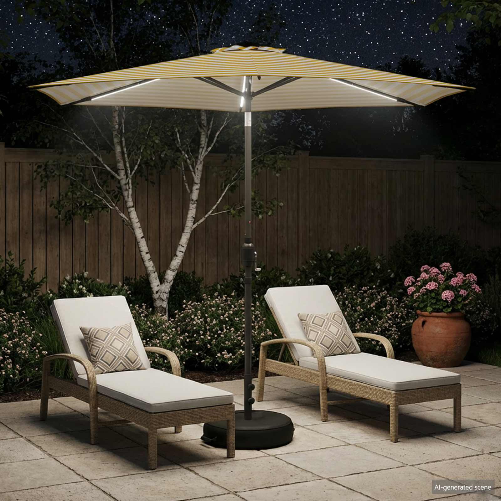 Garten Sonnenschirm mit LED-Lichtern 270 x 270 cm Polyester