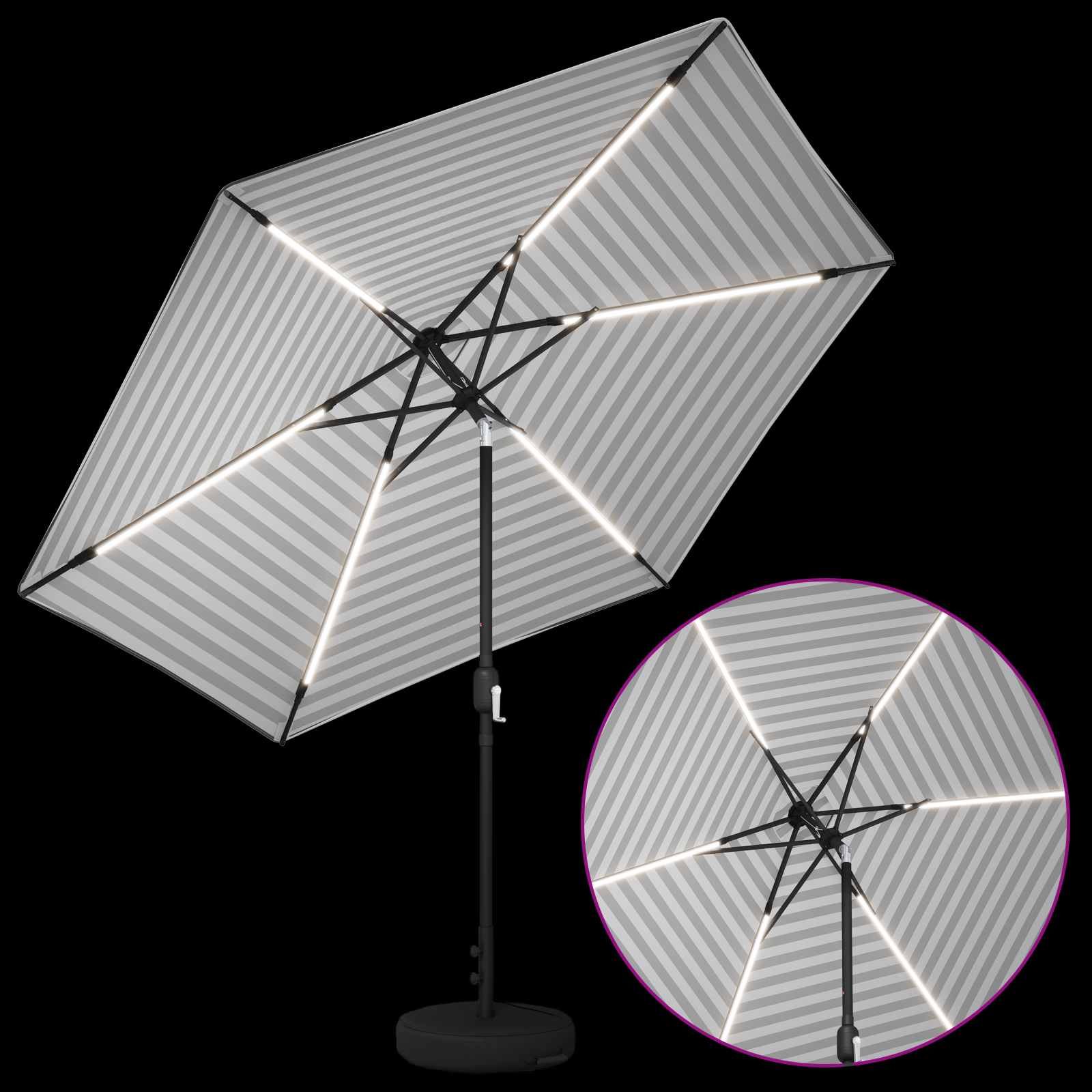 Garten Sonnenschirm mit LED-Lichtern 300 x 300 cm Polyester