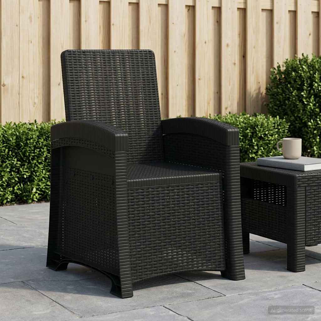 Liegesessel Garten Rattan-Optik Anthrazit PP
