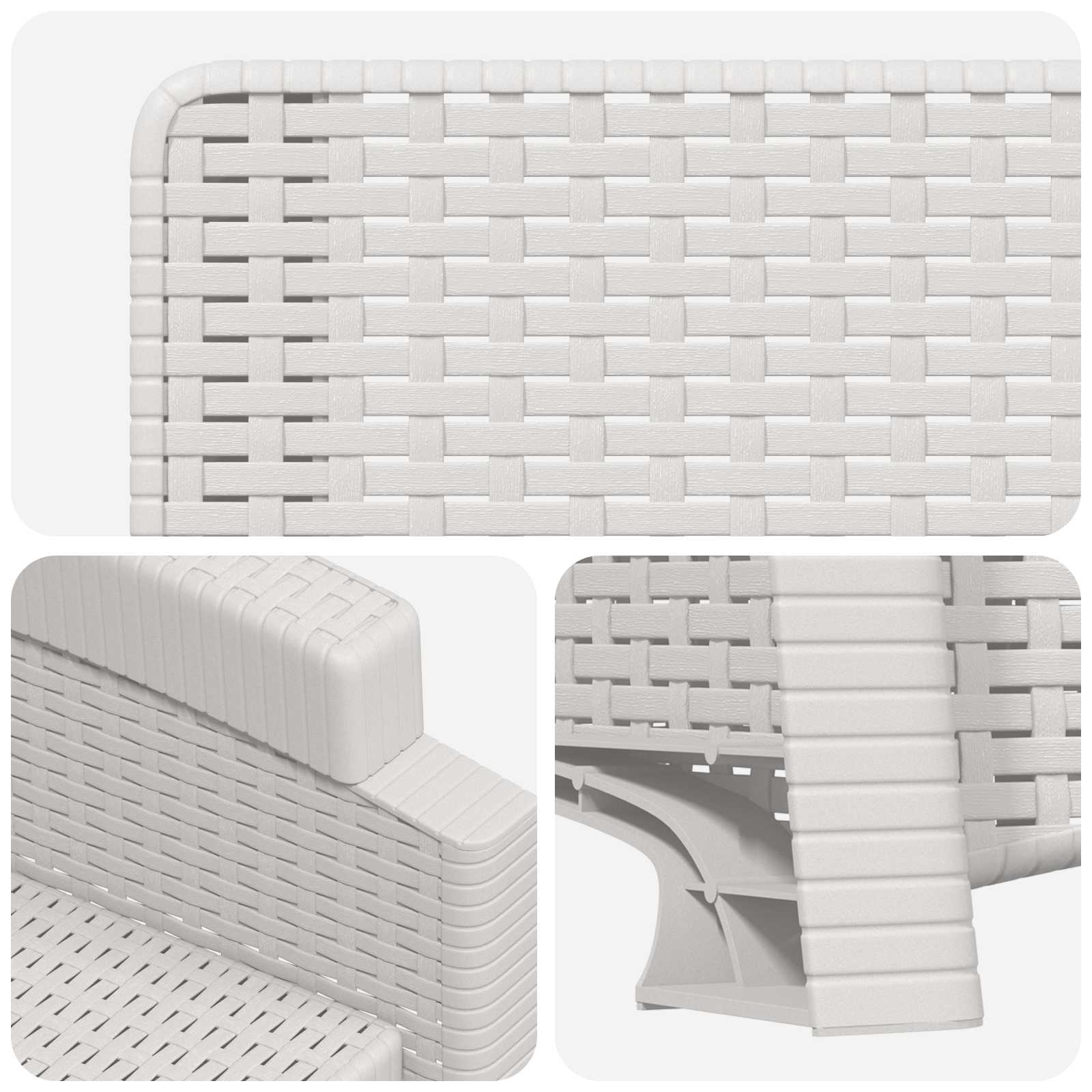 Garten-Liegesessel Rattan-Optik Weiß PP
