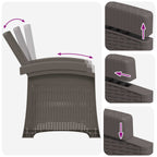 Liegesessel Garten Rattan-Optik Hellgrau PP