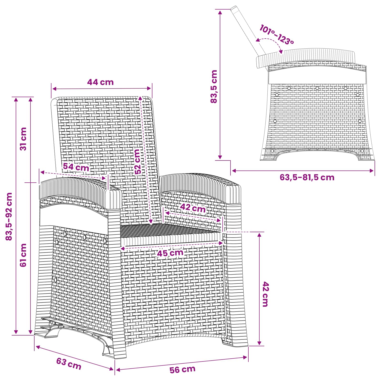 Liegesessel Garten Rattan-Optik Hellgrau PP