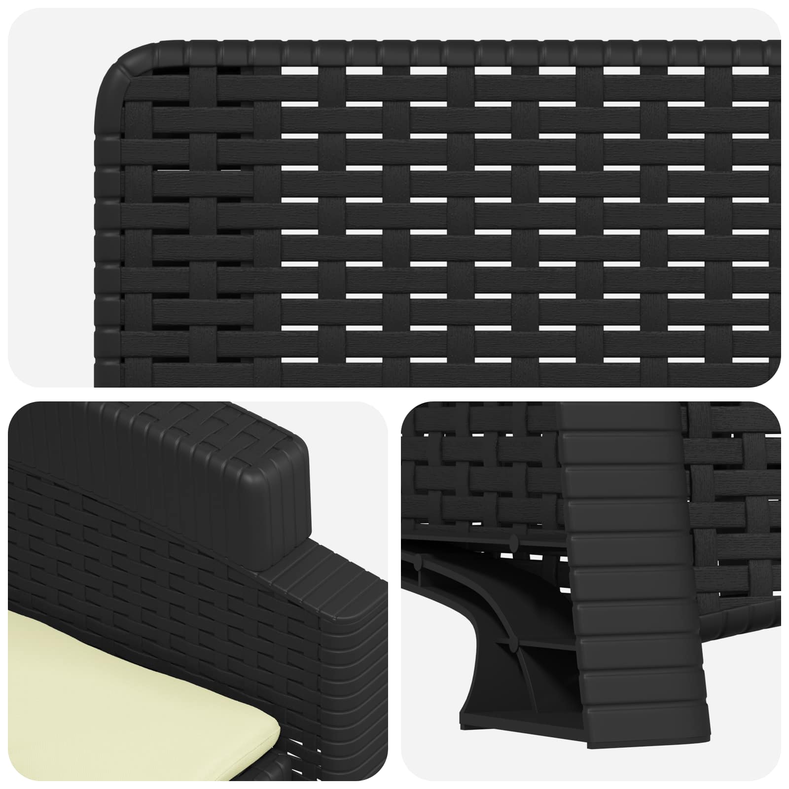 Liegesessel Garten Rattan-Optik Anthrazit und Creme PP