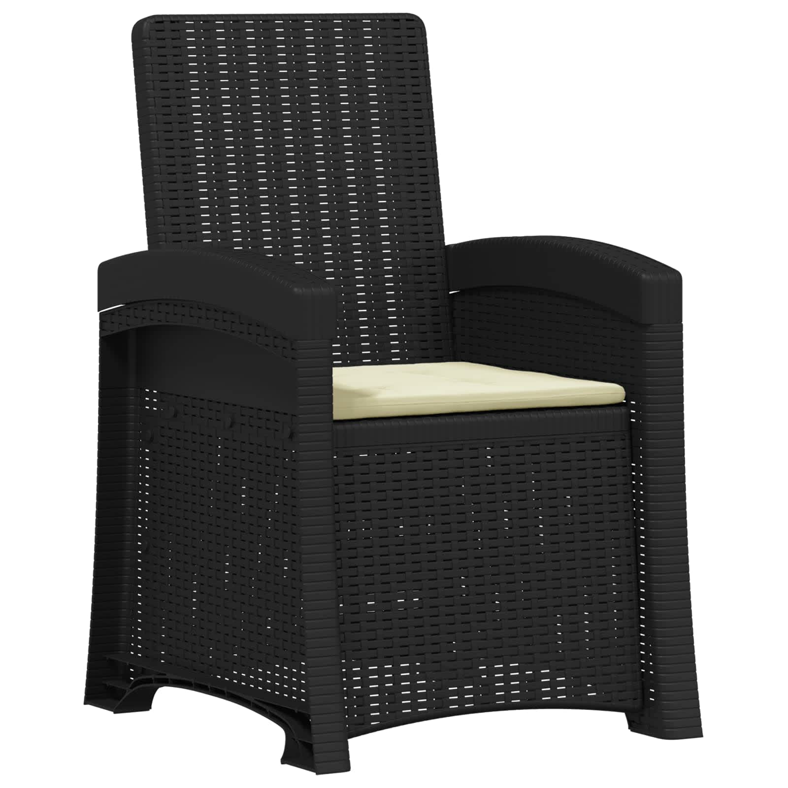 Liegesessel Garten Rattan-Optik Anthrazit und Creme PP