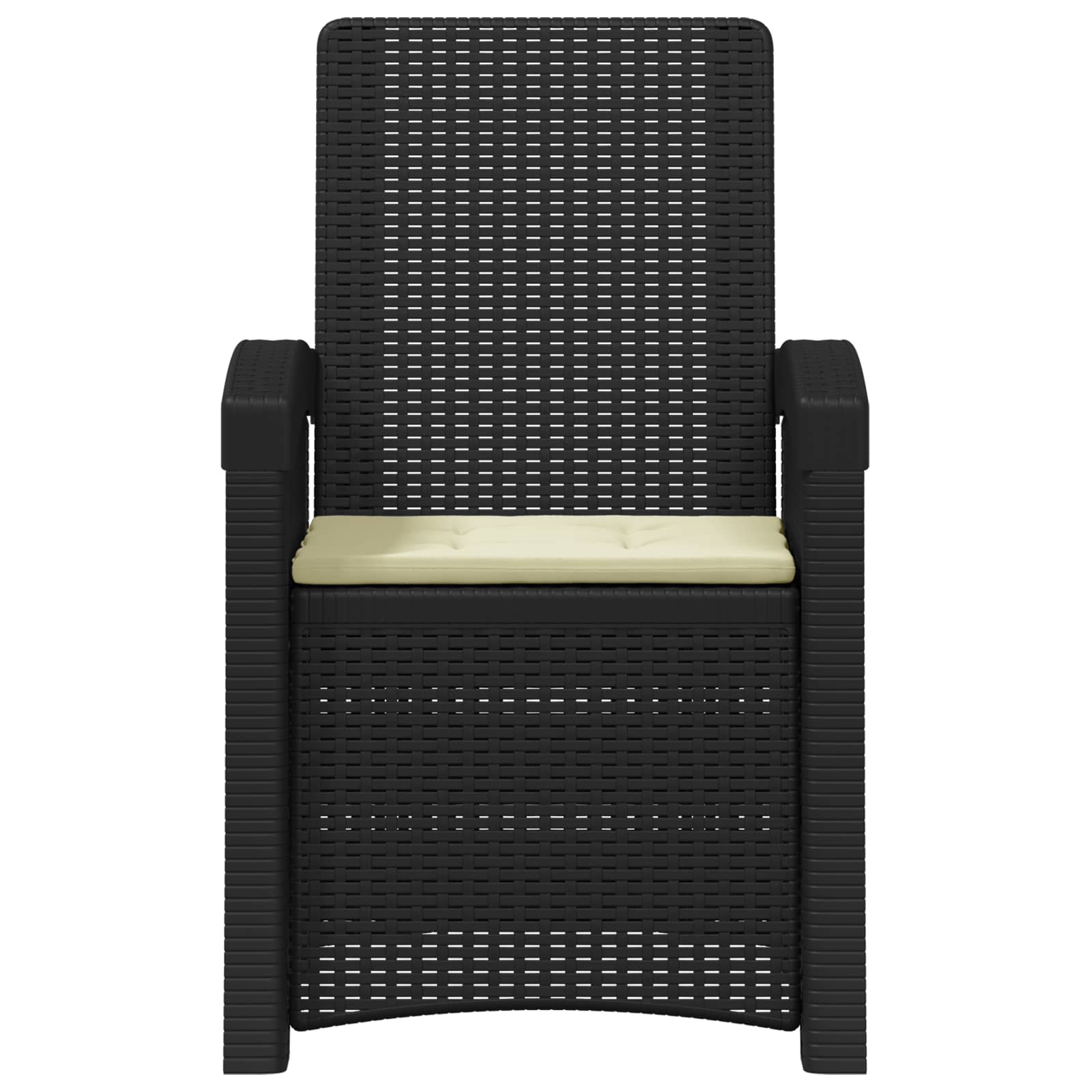 Liegesessel Garten Rattan-Optik Anthrazit und Creme PP