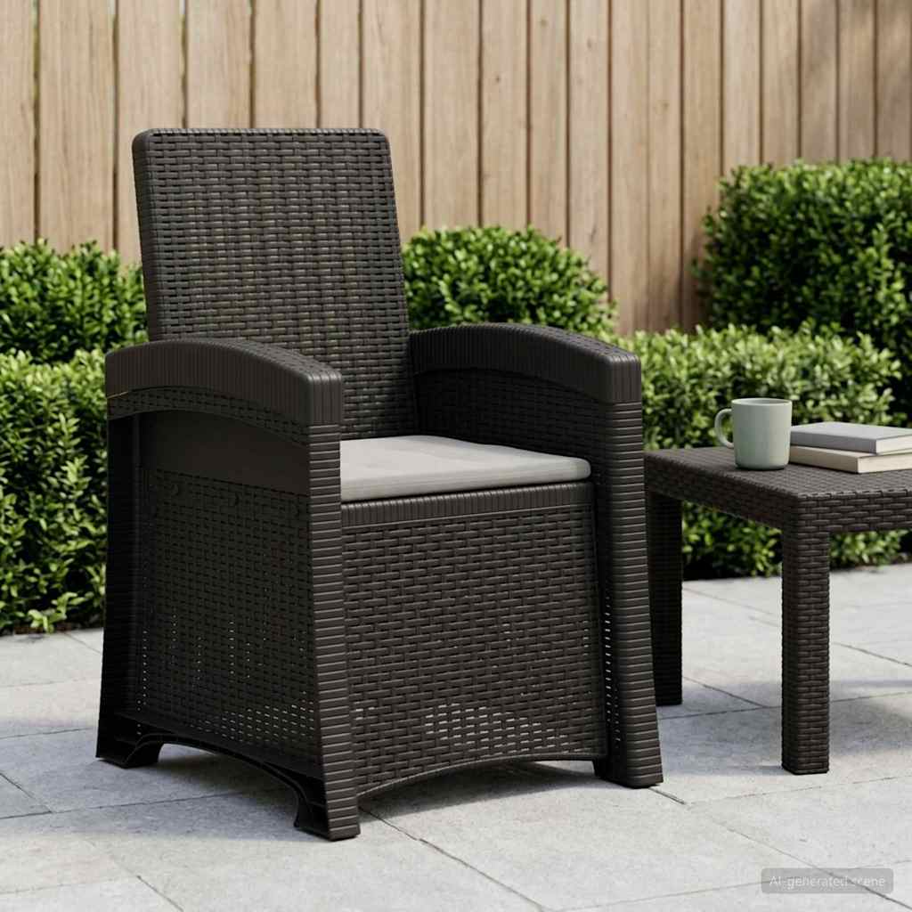 Liegesessel Garten Rattan-Optik Anthrazit und Hellgrau PP