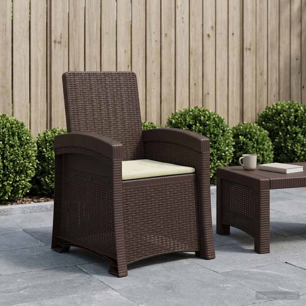 Liegesessel Garten Rattan-Optik Braun und Creme PP