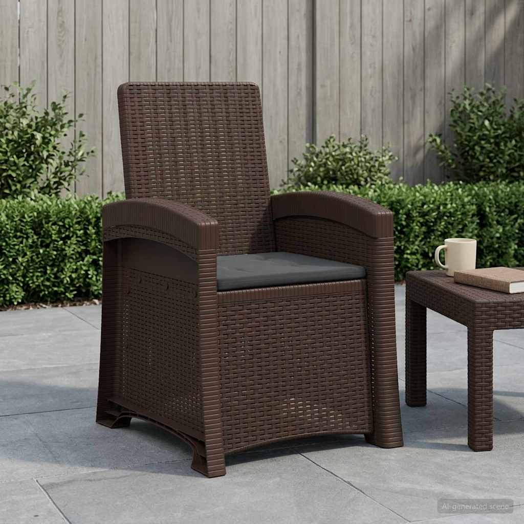 Liegesessel Garten Rattan-Optik Braun und Anthrazit PP