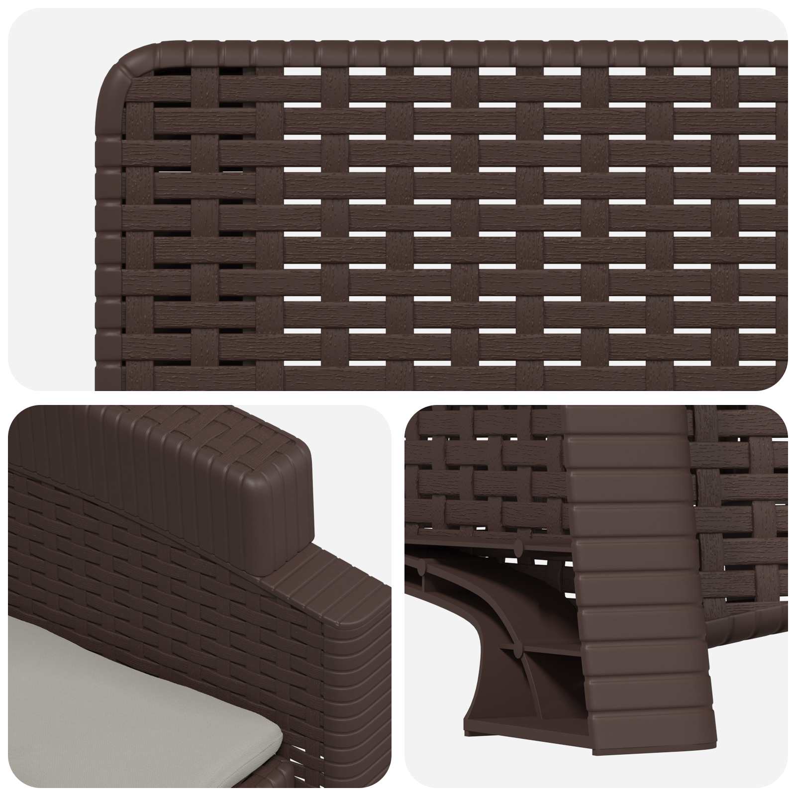 Liegesessel Garten Rattan-Optik Braun und Hellgrau PP