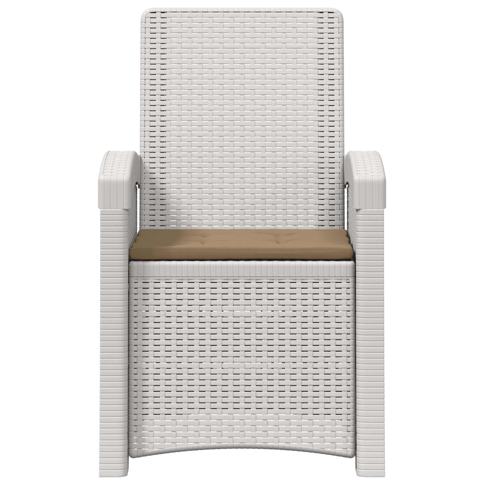 Liegesessel Garten Rattan-Optik Weiß und Taupe PP