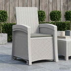 Liegesessel Garten Rattan-Optik Weiß und Hellgrau PP