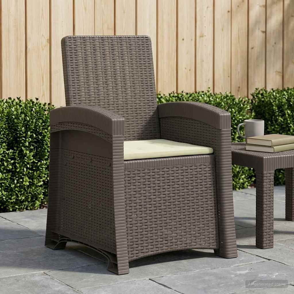Liegesessel Garten Rattan-Optik Hellgrau und Creme PP