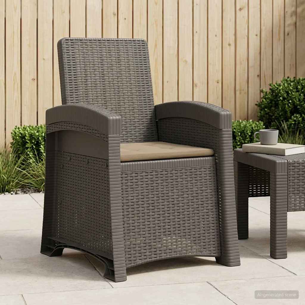 Liegesessel Garten Rattan-Optik Hellgrau und Taupe PP