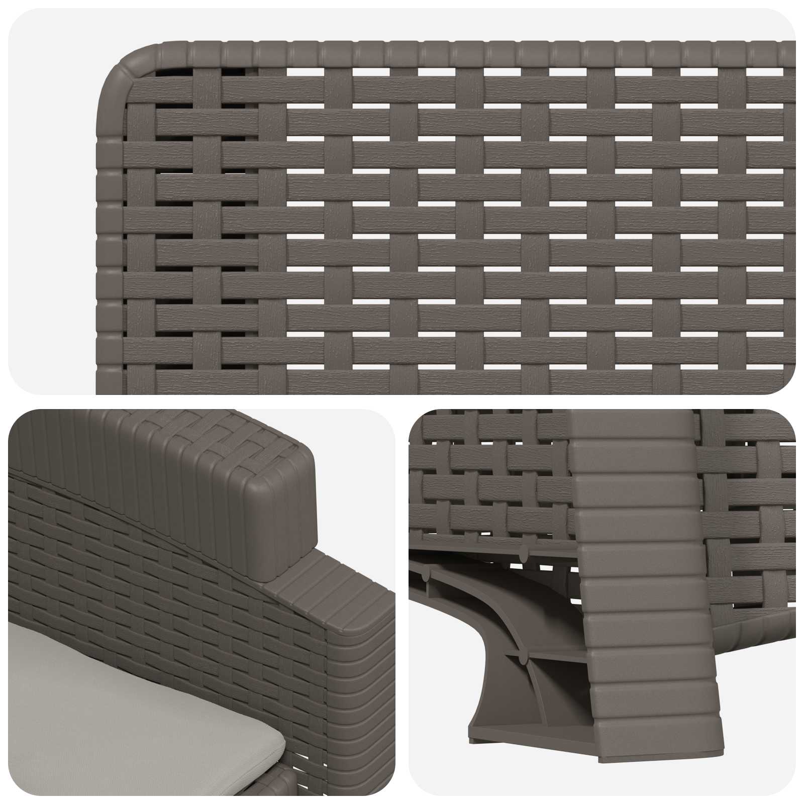 Liegesessel Garten Rattan-Optik Hellgrau PP