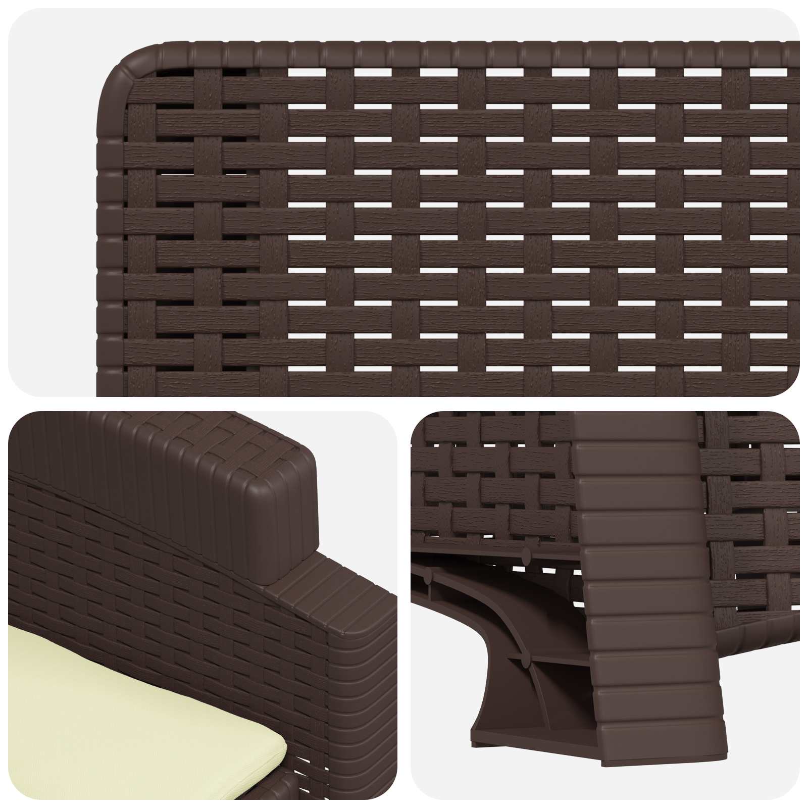 Liegesessel Garten Rattan-Optik 2 pcs Braun und Creme PP