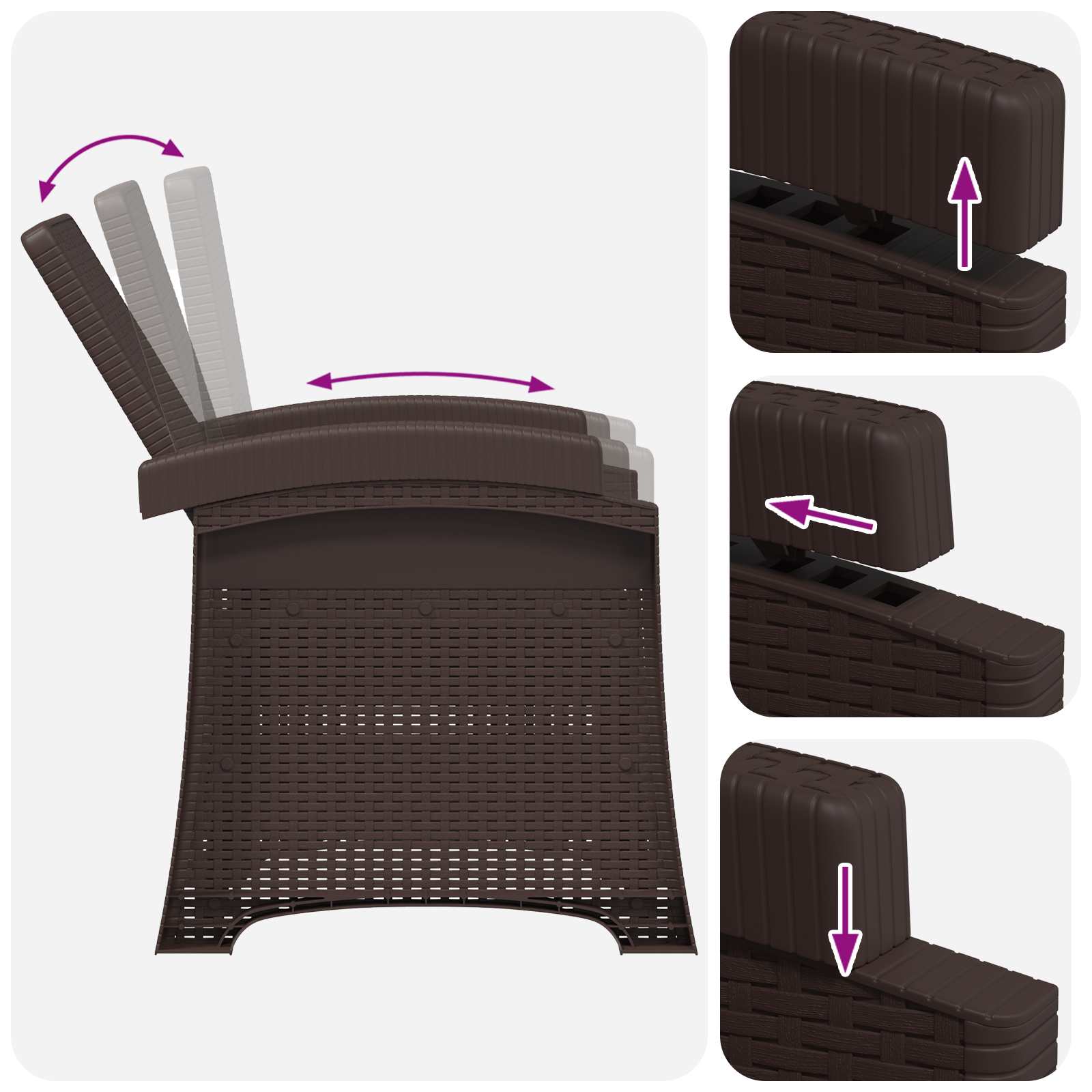 Liegesessel Garten Rattan-Optik 2 pcs Braun und Hellgrau PP