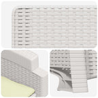 Liegesessel Garten Rattan-Optik 2 pcs Weiß und Creme PP