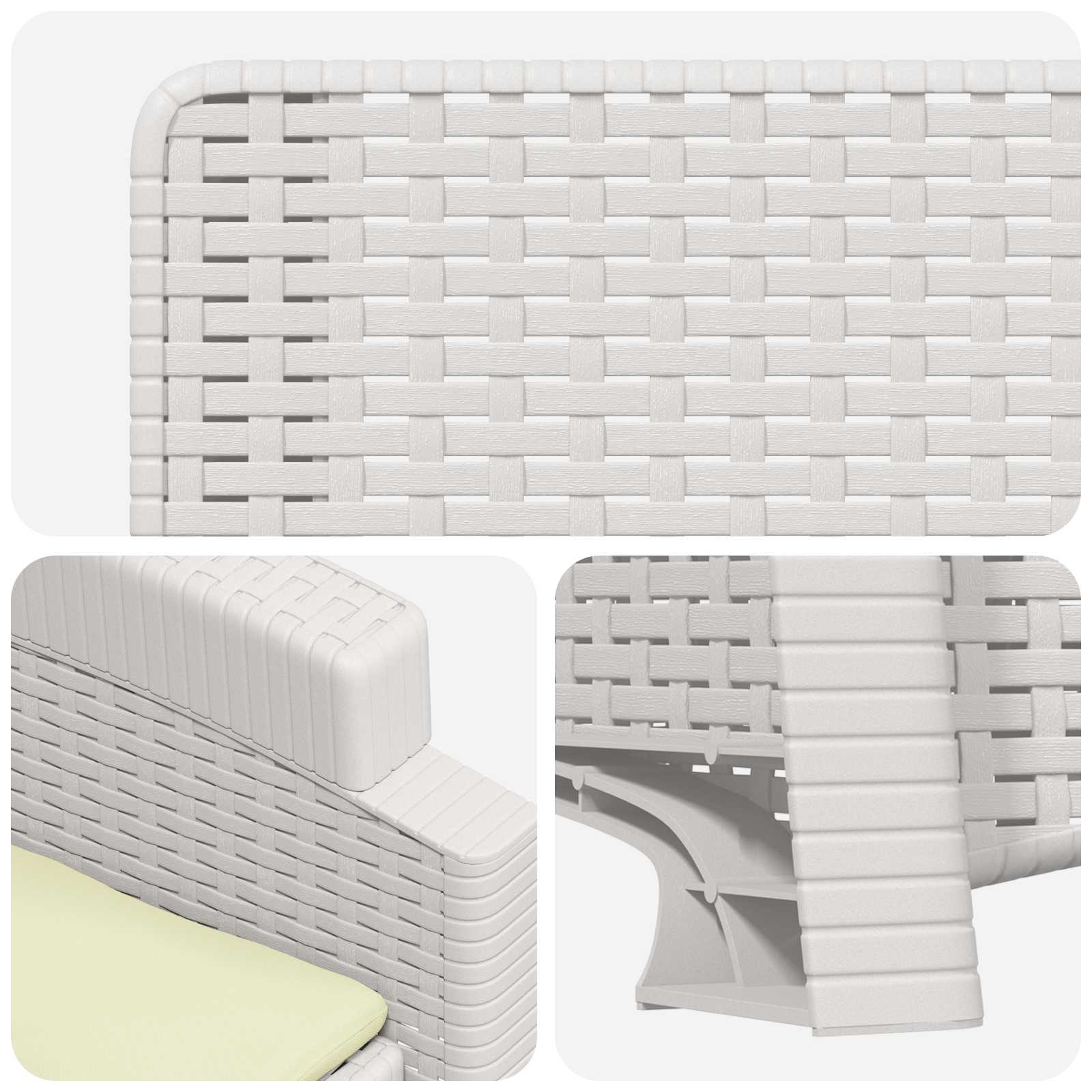 Liegesessel Garten Rattan-Optik 2 pcs Weiß und Creme PP