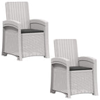 Liegesessel Garten Rattan-Optik 2 pcs Weiß und Anthrazit PP