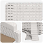 Liegesessel Garten Rattan-Optik 2 pcs Weiß und Taupe PP